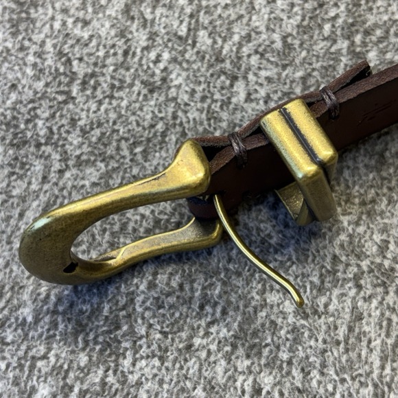 Frye Women's 1"W Leather Belt Large 44" Brown Cognac Brass Buckle - Picture 9 of 15